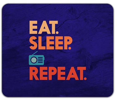 Shopagift Eat Sleep Radio Mouse Mat Pad Broadcasting Broadcast Station 24cm x 19cm