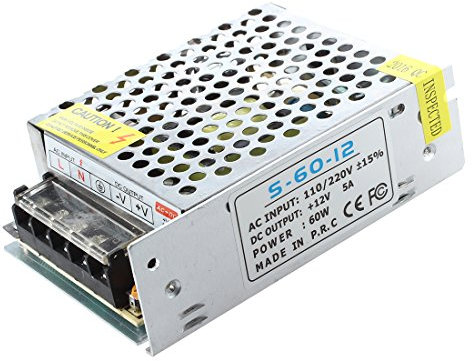 HLELU LED Transformateur Electronique Transfo 60W 5A 100-220V AC Vers 12V DC