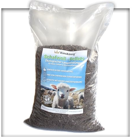 Kieskönig Schafwoll-Pellets Bio Dünger aus 100% Schafwolle mit Langzeitwirkung Universaldünger Pflanzdünger 10KG (2x5kg Sack)