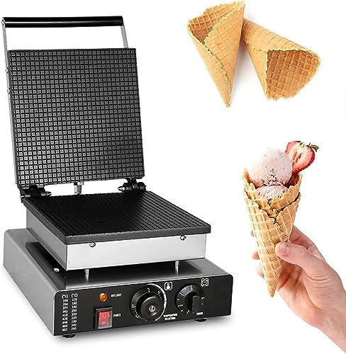 TVSKWMRQ Macchina per Cono Gelato elettrica Macchina per Cono per cialda in Acciaio Inossidabile Macchina per Cono per cialda Stampo Antiaderente per casa Teglia per Cono Gelato Fai da t