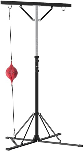 SPORTNOW Boxsackständer Höhenverstellbar, Freistehende Boxsackhalterung mit Speedball, bis 60 kg Belastbar, Stahl, Schwarz