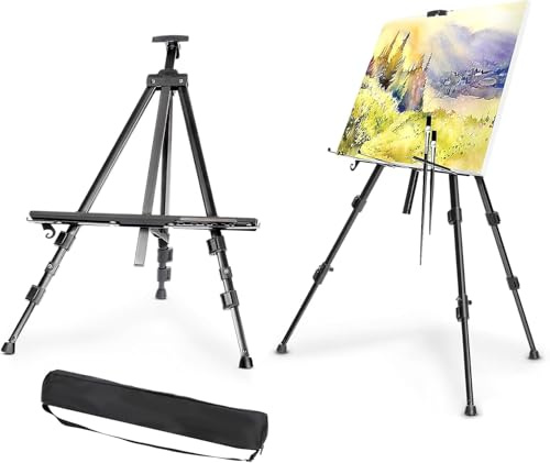 MorNon Aluminium Staffelei 52-160cm, Atelierstaffelei Verstellbare Standstaffelei Feldstaffelei, Mit Tasche Für Leinwand Poster Hochzeit Skizzieren Male