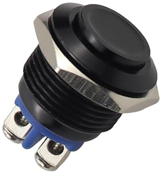 IUSOT Runder Startknopf 16mm, Metall Druckschalter Wasserdicht Taster, Momentaner Druckschalter mit Schraubklemmen, Wasserdichter Knopf für Autos und Haushaltsgeräte, Ein/Aus Schalter aus Metall