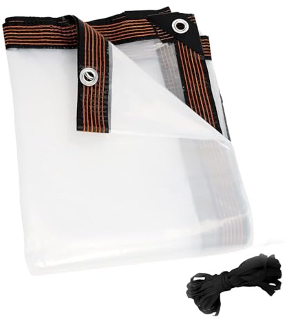 Neegaurd Telone impermeabile, trasparente, con occhielli, 1,5 x 2 m, impermeabile, in tessuto, per esterni, campeggio, balcone, giardino, gazebo, serra