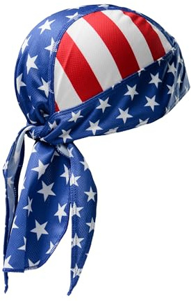 USA American Flag Cycling Pirate Head Bandana Skull Cap Hat Sweat Wicking Quick Dry Under Helmet Cycling Headwrap Headscarf for Men Women