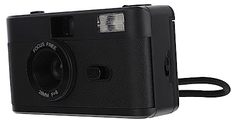 Angoily Abs Integrierter Blitz ohne Batterie Vintage Kamera Schwarz Wiederverwendbar Kompatibel mit 35mm Film für Retro Fotoaufnahmen