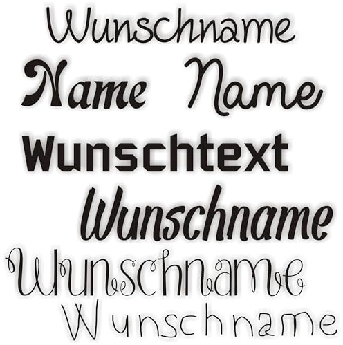 Kleckerliese Personalisierbares DTF-Bügelbild Text – 10–30 cm Breite | Eigener Name/Spruch | 30 Schriftarten & 69 Farben | Für T-Shirts, Hoodies, Taschen | Text-Transfer zum Aufbügeln Breite 30cm