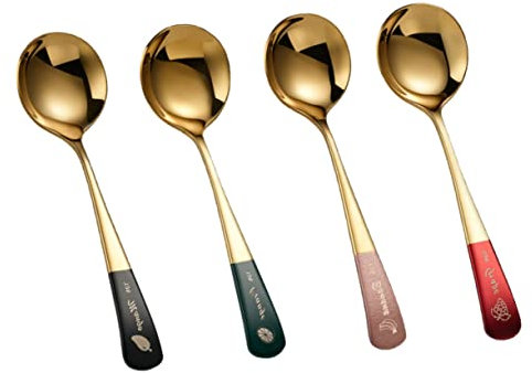 Cabilock 4 Cucharas De Fruta Creativas Cucharas Para Servir y Mezclar Cucharitas Redondas Ideal Para Helado y Postres