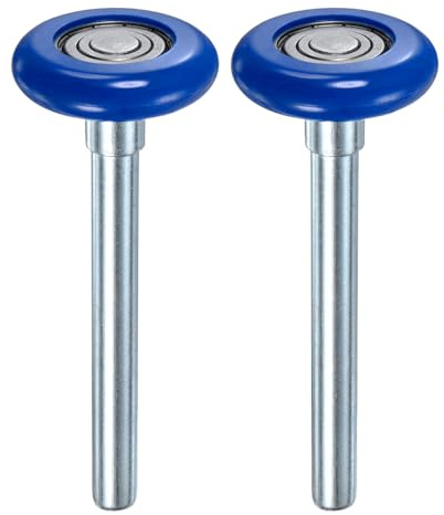 M METERXITY 2-Pack Nylon Garage Door Rollers, 1.8/ 46mm Quiet Garage Door Wheels 4.3/ 108mm Stem, High Load 6200zz 8 Balls Sealed Precision Bearing for Garage Doors [Blue]