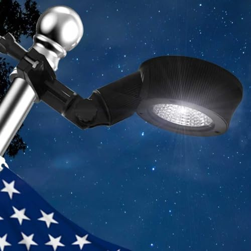Solar Flag Pole Light, Flagpole Light Solar Powered, Super Bright PC Crystal LED Spotlights, Upgraded 2200mAh 800Lm, Adjustable Bracket & Metal Clamp Fits 1-1.5 Flagpole, 8-12 Hrs