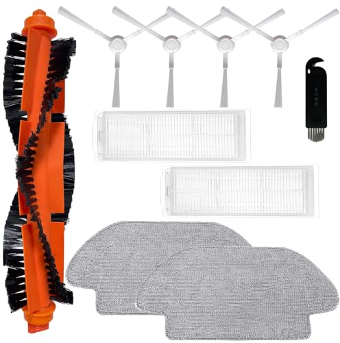 APZOVO Replacement Accessories for Xiaomi Mi Robot Vacuum Mop 2S/ Mop Pro/Mop P/ STYJ02YM, Xiaomi Robot Vacuum S12/ S10 EU, 1 Main Brush, 2 HEPA Filter, 4 Side Brush, 2 Cloth