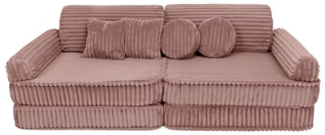 MEOWBABY Kindersofa – Spielsofa für Kinder – Weiche Klappsofa mit Schlaffunktion – Kuschelecke für Kinderzimmer, Churros, Rubinchoco