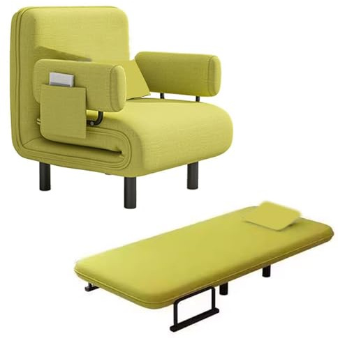 Sessel Mit Schlaffunktion Umwandelbares Sesselbett Hergestellt Aus Kohlenstoffstahlrahmen Sofa Bett Mit Kissen Und Seitentasche 3 Konvertierungsmodi 63 * 60 * 78CM(Green)