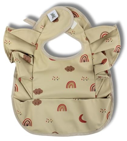 Hello Hippo - Bavaglino impermeabile con tasca recuperatrice - Elegante protezione per il bambino | Bavaglino impermeabile unisex 4-12 mesi | Chiusura regolabile, multicolore, Taglia unica
