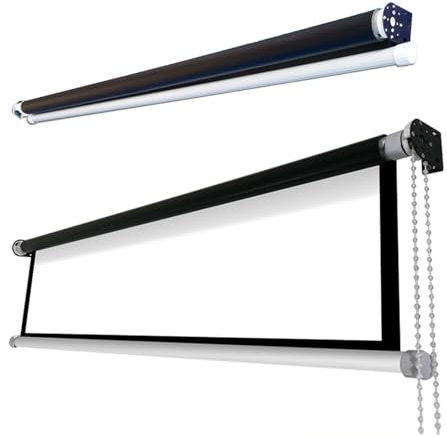 Manual Pull Down Projector Screen - Wall/Ceiling Mount, Retractable Projector Screen White, Portable Projector Screen Pull Down, Anti-Crease Projector Movie Screen, 160° Viewing Angle(4:3 60)