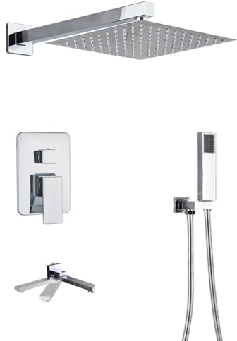 Juegos de Ducha para baño Cromo Pulido de 16 Pulgadas Grandeo de Ducha de Lluvia Grande Manijol