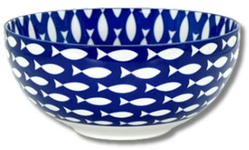 LEONARDO LUXURY HOME DESIGN Insalatiera Porcellana Reactive Fish Servizio Elegante e Raffinato Pesci Mare Adatto a Lavastoviglie Forno e Microonde (25 x 11 cm)