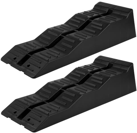 Zerodeko 2pcs Hdpe Heavy Duty Rv Leveling Blocks 5 Ton Capacity Camper Wheel Chocks for Trailer Stabilizing and Levellers, Portable Ramps for Motorhome and Travel Trailer