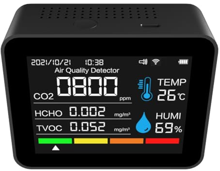 CO2-Melder,12-in-1-Luftqualitätsmonitor,CO2 Messgerät mit Thermometer Hygrometer Innen,Bluetooth CO2 Sensor mit APP,für Schulen, Hotellerie, Büros