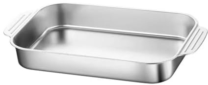 SOLUSTRE Stainless Steel Baking Pan Thick Flat Base Oven Tray for Induction Cooktops Pan Resistant Bakeware for Fish Lasagna Casserole and Cookies