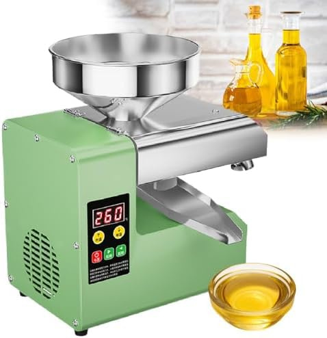 Automatic Oil Press Machine - Industrial Cold Hot Press for Nuts and Seeds, Stainless Steel Construction, Adjustable Temperature Range 40℃-300℃, Side Oil Outlet