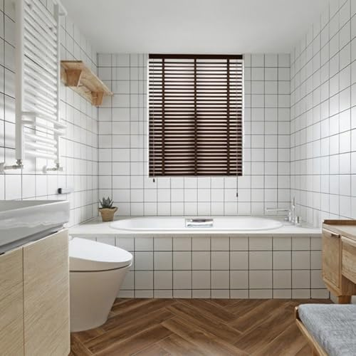 Rumsförmörkande persienn 38 56 62 75 80 85 98 108 125 130 145 170 180 195 Breda, 5cm trälameller horisontella persienner rullgardiner for innerdörrar och fönster(Cocoa,B110cm x H175cm)