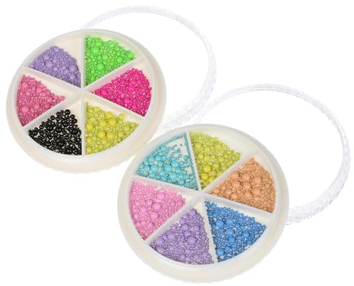 Decoraciones de Uñas Cuentas de Acero, 2 Cajas, para Manicura | Diseño de Cuentas Pequeñas, Uso en Casa y Festivales, para Aficionadas y Mujeres