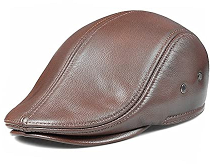 MJFVN Braune Herren Baret-Keuschfell-Leder-Hüte for Männer britischer Retro-Herbst-Winter-männlicher Efeu-Flache Kappe