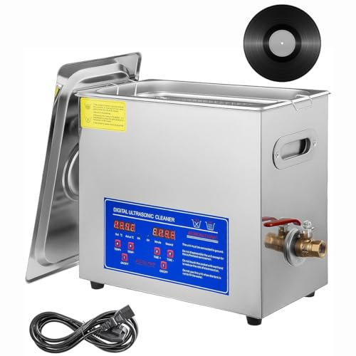 Máquina limpiadora ultrasónica con temporizador y estante de secado para discos de vinilo, relojes, joyas, gafas y accesorios industriales