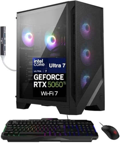 msi Codex R2 AI 2nd AI Gaming Desktop PC (Intel Ultra 7-265, GeForce RTX 5060 Ti 8GB GDDR7, 128GB DDR5, 8TB PCIe SSD, Win 11 Home) w/DKZ USB Port Expander
