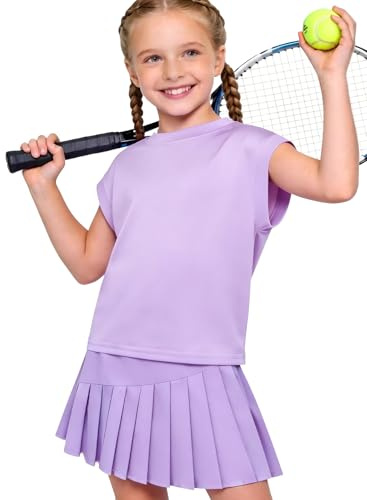 Autmor Vestito da tennis per ragazze, maglietta senza maniche, top e gonna da tennis, con tasche interne, tuta sportiva per golf, badminton e skateboard