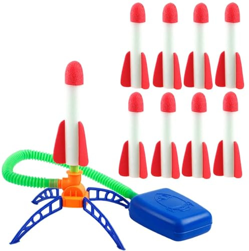 9 Pezzi Razzo Spaziale Giocattolo Giochi per Bambini Giochi Esterno | Regalo Bambino con 8 Razzi di Schiuma e 1 Piattaforma di lancio per Regalo Ragazzi Ragazze Spiaggia Giardino Parco