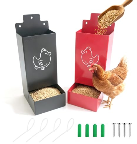 2 Stück Futterautomat für Hühner, Metall Austernschalen-Futtertrog Gries-Futterspender Futterstreuer, automatischer Hühnerfutterstreuer für Hühner Enten und Geflügel, Hühnerstallzubehör