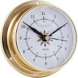 ALCIUMPECHE Horloge Marine 12 Heures - Laiton Fond Drapeau 115 mm - B108