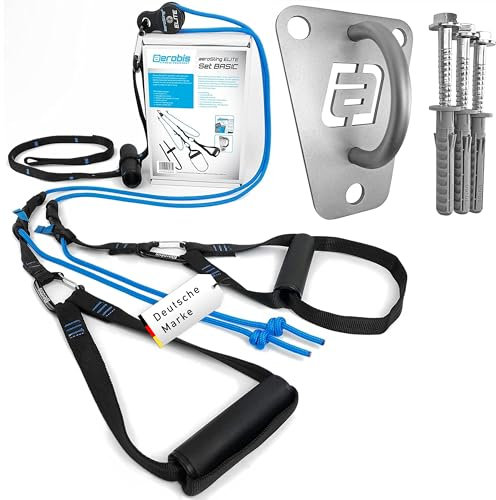 aeroSling Elite Schlingentrainer Set Basic | Sling Trainer Ganzkörpertraining mit Umlenkrolle und Wand-oder Deckenbefestigung (Set Basic)