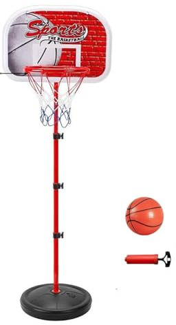 koolbitz Kids Basketball Hoop and Stand, Height Adjustable (80 to 145cm) Portable Basketball Set with Backboard & Stable Fillable Base, Indoor Outdoor Sports Game Toy for Children Age 3+ Years