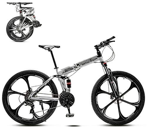 MTTKTTBD Mountainbikes Faltbares Leicht Faltrad mit Doppelte Stoßdämpfung,Quick-Fold-System 26 Zoll 21 Speed Klappfahrrad Folding City Bike mit Gabelfederung