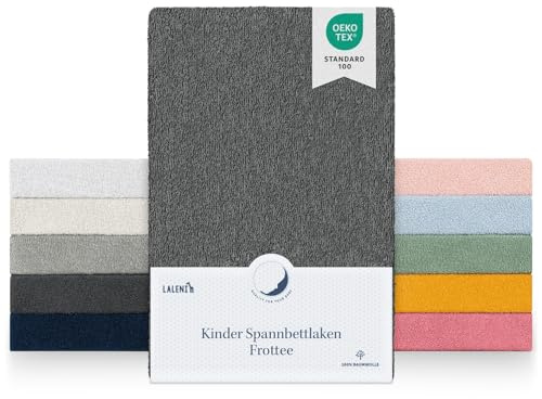 Laleni Set of 2 Terry Towelling Fitted Sheets for Cot Bed - Fitted Sheet 40 x 90 cm Oeko-Tex 100 Certified Anthracite