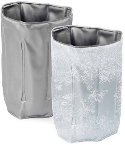 COM-FOUR® 2x Flaschenkühler für unterwegs - Weinkühler-Manschette mit Schnellverschluss - Kühlmanschette zum Kühlen von Bier, Wein und Softdrinks - Sektkühler (02 Stück - 32.8 x 15 cm - grau)