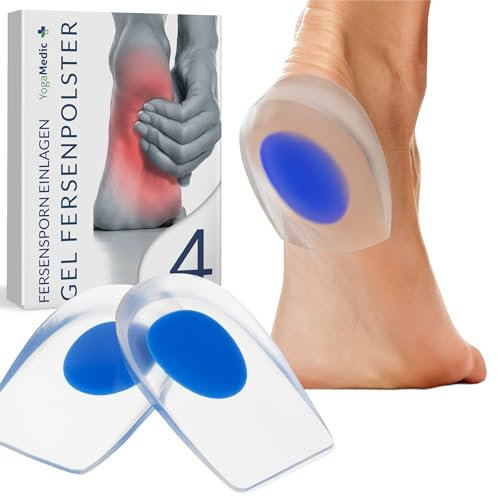 Yogamedic Plantari per Tallonite in Gel - 2 Paia (4 pz) di Solette per Tallonite, Tendine d'Achille - Cuscinetti per Tallone - Solette Tallone Per Ridurre Pressione e Fastidi (Taglia: 40-45)