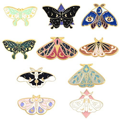 10 Pines Esmaltados de Mariposa Con Diseño de Animales Lindos Para Ropa, Mochilas, Chaquetas - Solapa de 1x1 Pulgadas en Acero Aleado Para Amantes de Los Pines