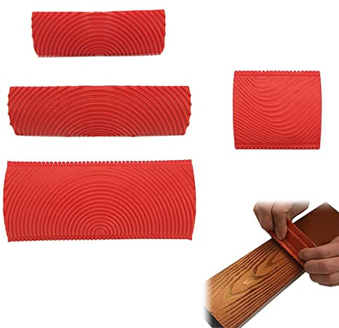 4 pezzi/set di strumenti per la pittura a grana del legno in gomma imitazione del legno strumento di venatura del legno rosso strumento di decorazione per decorazione fai da te parete stanza arte