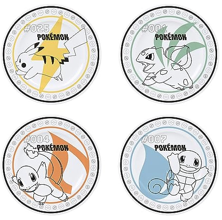ABYSTYLE - Pokemon Set mit 4 Tellern Starter + Pikachu