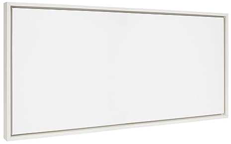 Kate and Laurel Sylvie Blank Framed Canvas Wall Art, 18x40 White, Modern Empty Canvas for Paint-Your-Own Art, Premium Framed