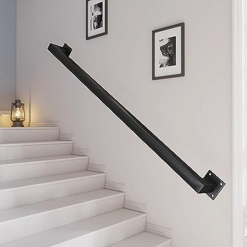 Barandilla de escalera industrial Pasamanos de metal para escaleras interiores Pasamanos de escalera de montaje en pared Barandilla de pared de hierro forjado de metal Barandilla de escalera ( Size :