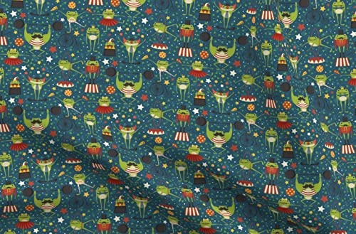 Spoonflower Fabric - Circus Pond Kids Fantasy Frogs Toads Amphibians Printed on Polartec(R) Fleece Fabric Fat Quarter - Sewing Blankets Loungewear and No-Sew Projects