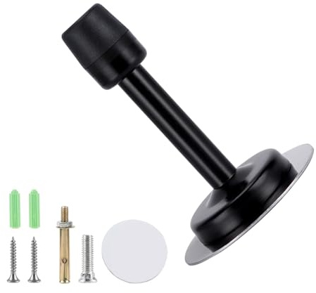 Misuyue Wandtürstopper Wand Edelstahl - 10.5cm Türstopper Hochbelastbare Wandmontage mit Gummipuffer Enthält Befestigungsmittel - Türpuffer(schwarz)