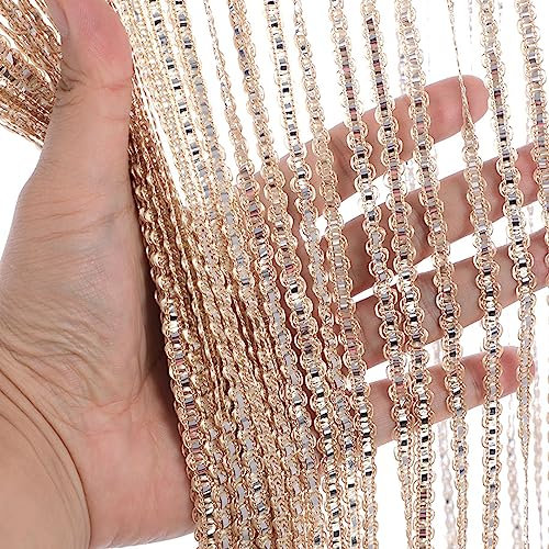 Wedhapy Rideau Anti-Mouches de Porte, Rideau en chaîne, moustiquaire de Porte 39,37x78,74 Pouces, Type Pompon Extra Long, léger et Brillant, décoratif, pour Portes, Couleur Champagne