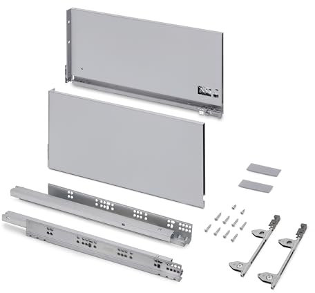 Emuca - Vertex 3D Schublade 60 kg Höhe 242 mm, Tiefe 450 mm, Grau metallic, Stahl