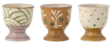 Bloomingville Vincent Lot de 3 coquetiers en céramique, marron